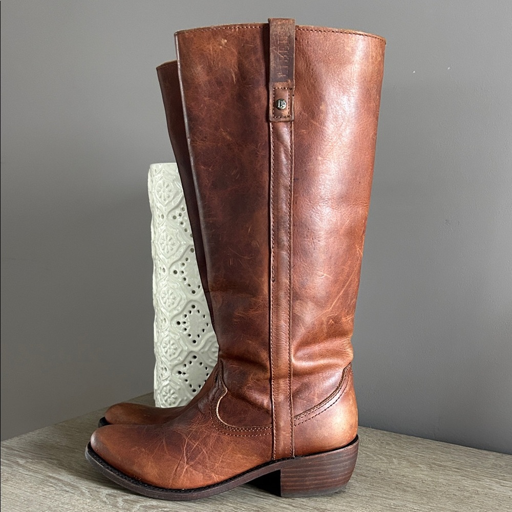 LIBERTY Black Brown Leather Boots, worn once, factory distressing - Picture 5 of 10